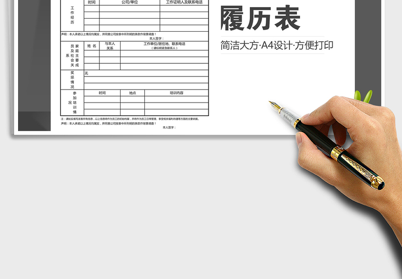 2021年个人履历登记表（简洁大方）