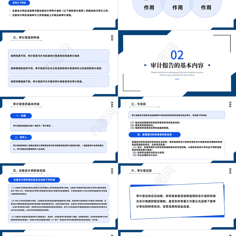 2022审计报告PPT简约商务风审计报告企业培训课件模板