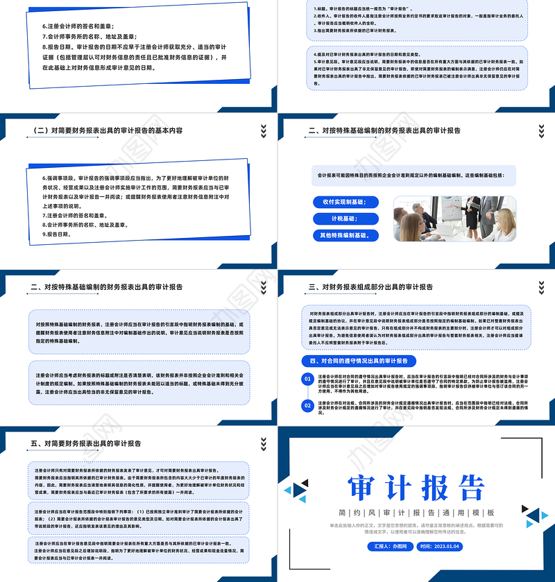 2022审计报告PPT简约商务风审计报告企业培训课件模板
