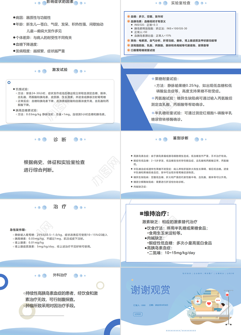 2022小儿低血糖护理症护理查房PPT清新大气医疗汇报PPT