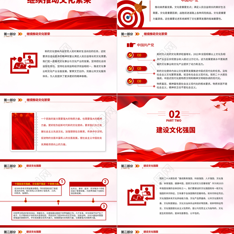 2023更好担负起新时代新的文化使命PPT大气精美风党员干部学习教育专题党课课件