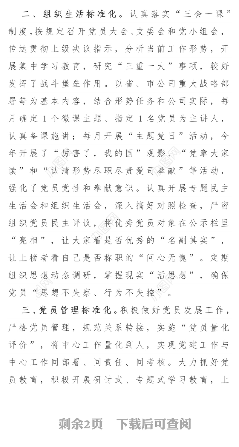 党支部标准化建设情况报告