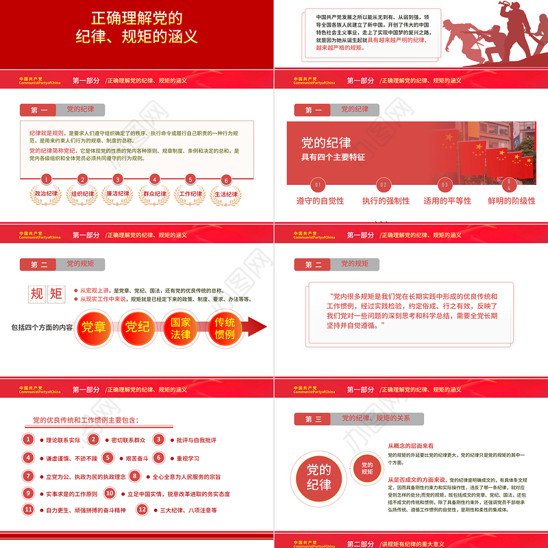 2022党员干部要讲规矩有纪律PPT党建风党员干部廉政廉洁警示教育专题党课课件模板下载