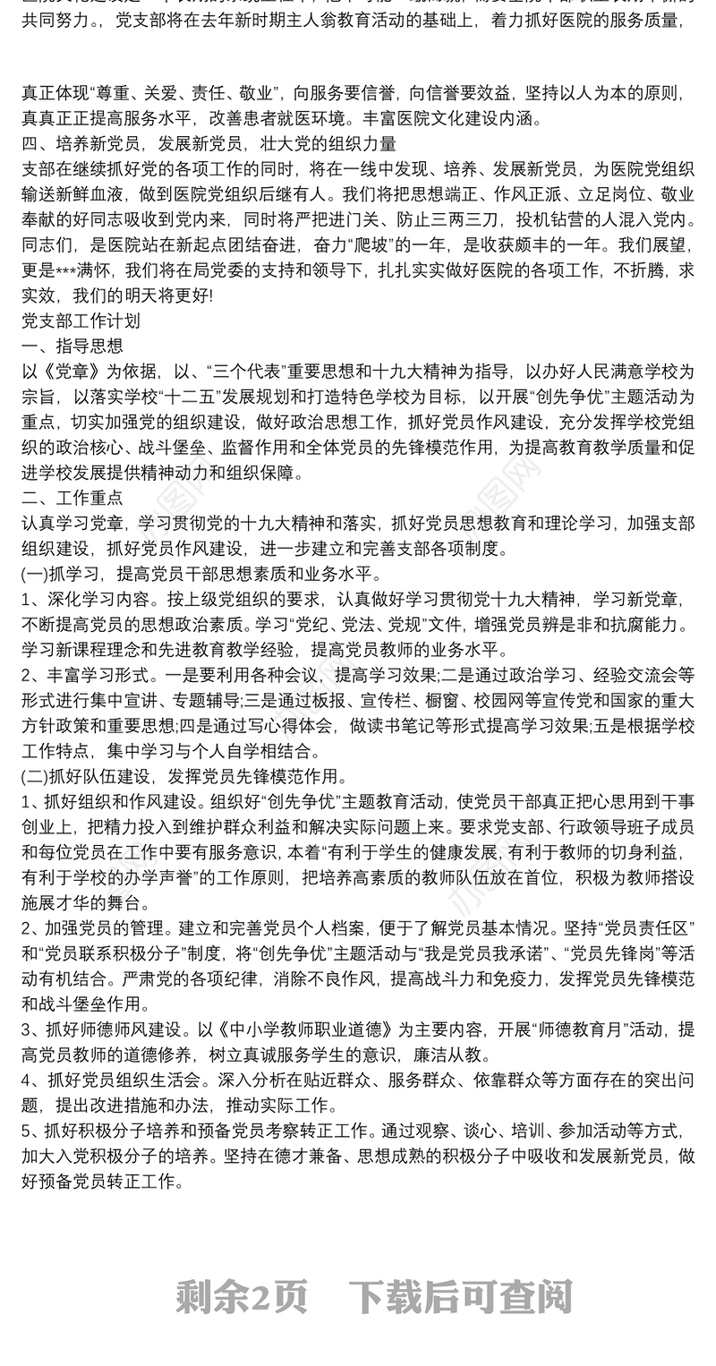 2021党支部工作计划3篇