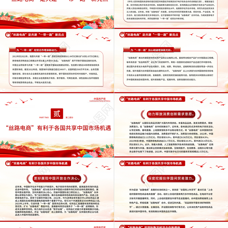 2023推进“丝路电商”合作先行发展“一带一路”数字经济PPT深入学习总书记在第三届“一带一路”国际合作高峰论坛开幕式主旨演讲专题课件模板