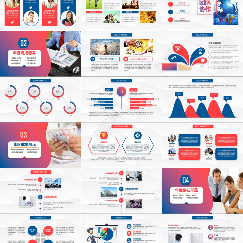商务工作总结汇报计划年终总结ppt模板