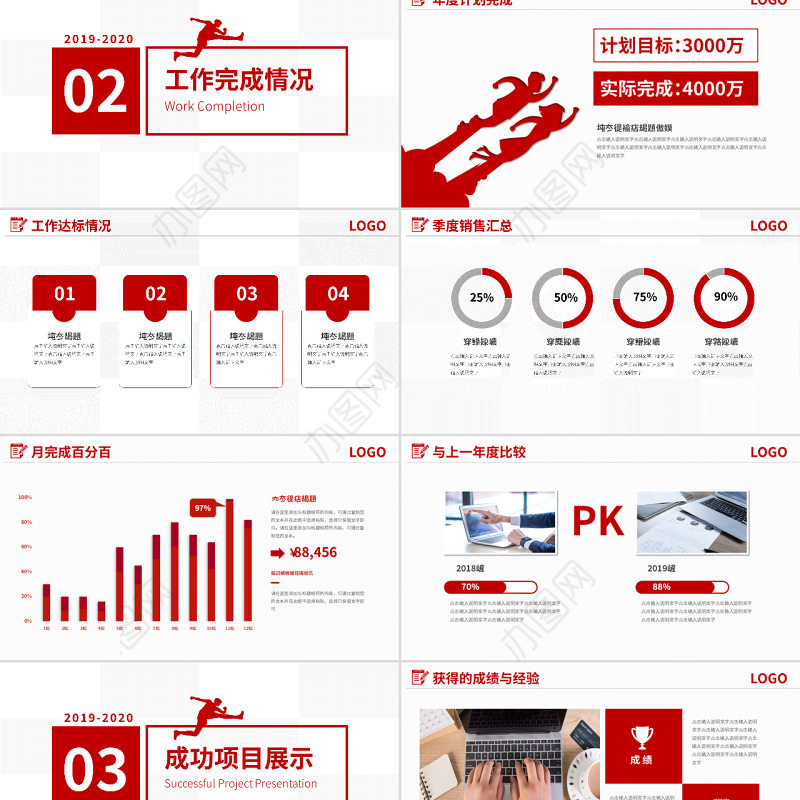 原创跨越2020年终总结新年计划PPT模板