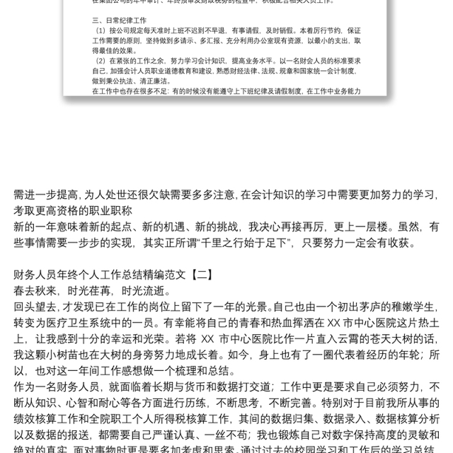 财务人员年终个人工作总结精编范文