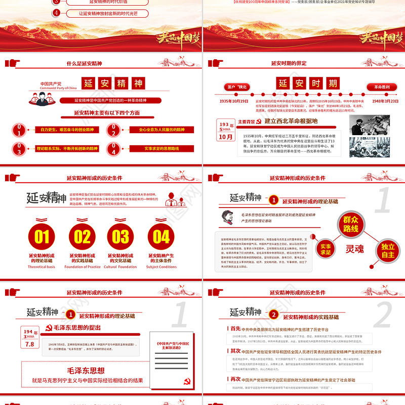 延安精神永放光芒PPT建党100周年中国精神谱系传承延安精神激励奋斗之志党的七大党史学习教育党课