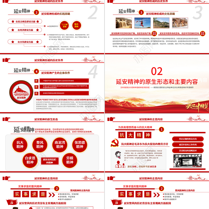 延安精神永放光芒PPT建党100周年中国精神谱系传承延安精神激励奋斗之志党的七大党史学习教育党课