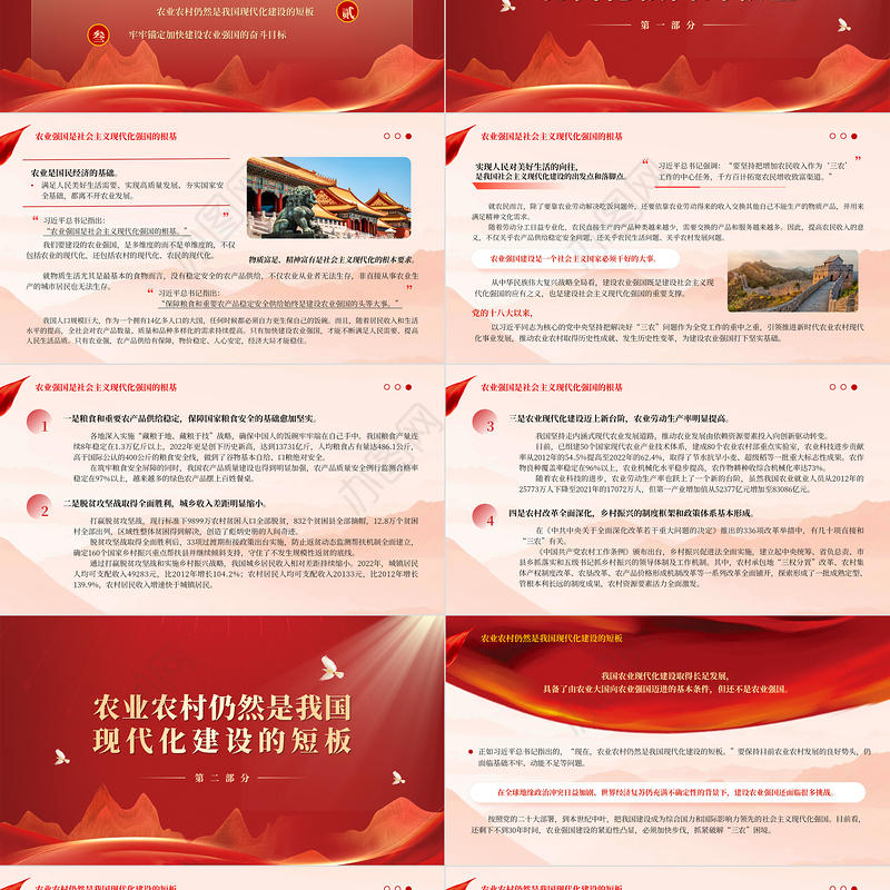 2023加快建设农业强国推进乡村振兴PPT大气精美风党员干部学习教育专题党课课件模板
   