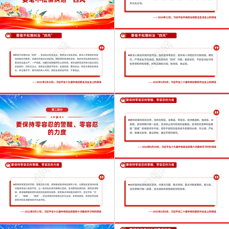 深入推进风腐同查同治PPT红色简洁总书记重要论述课件