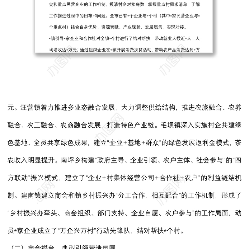 凝聚发展共识 助力乡村振兴——市“万企兴万村”工作调研报告