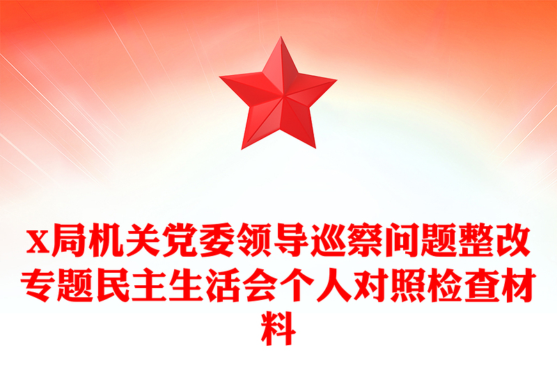 X局机关党委领导巡察问题整改专题民主生活会个人对照检查材料