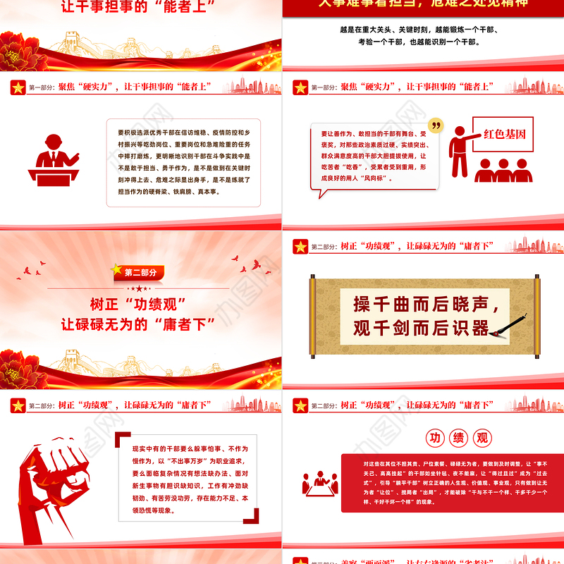 2022用好考核指挥棒提振干部精气神PPT大气党建风党员干部学习教育专题党课党建课件模板