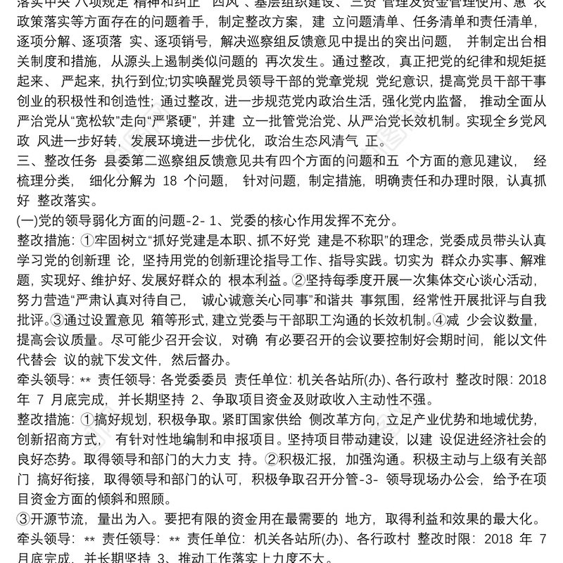 最新巡察整改方案和整改措施