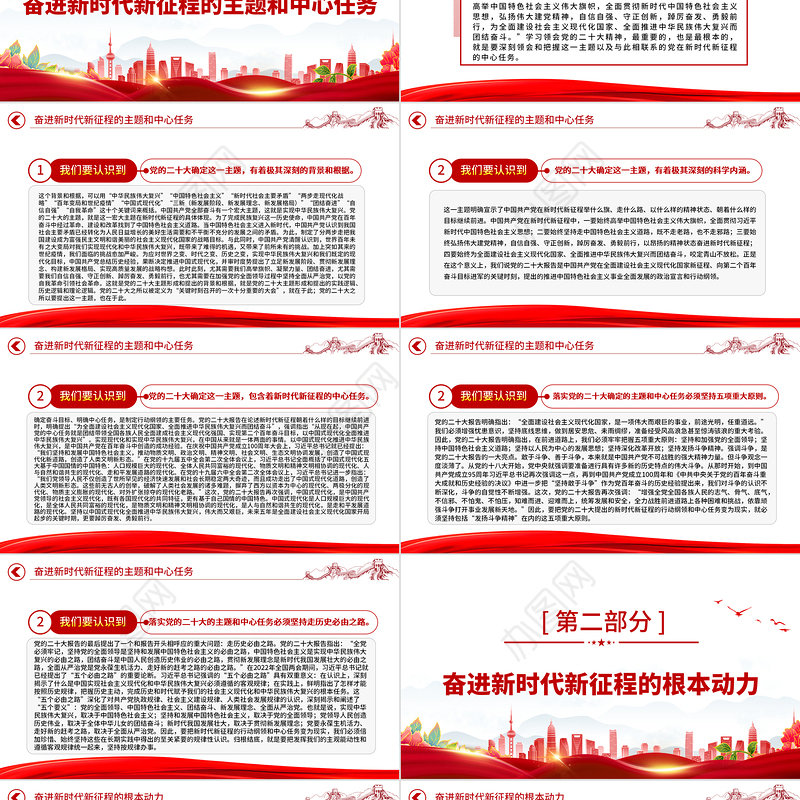 2022奋进新时代新征程的政治宣言和行动纲领PPT党政精美风党员干部学习教育专题党课党建课件