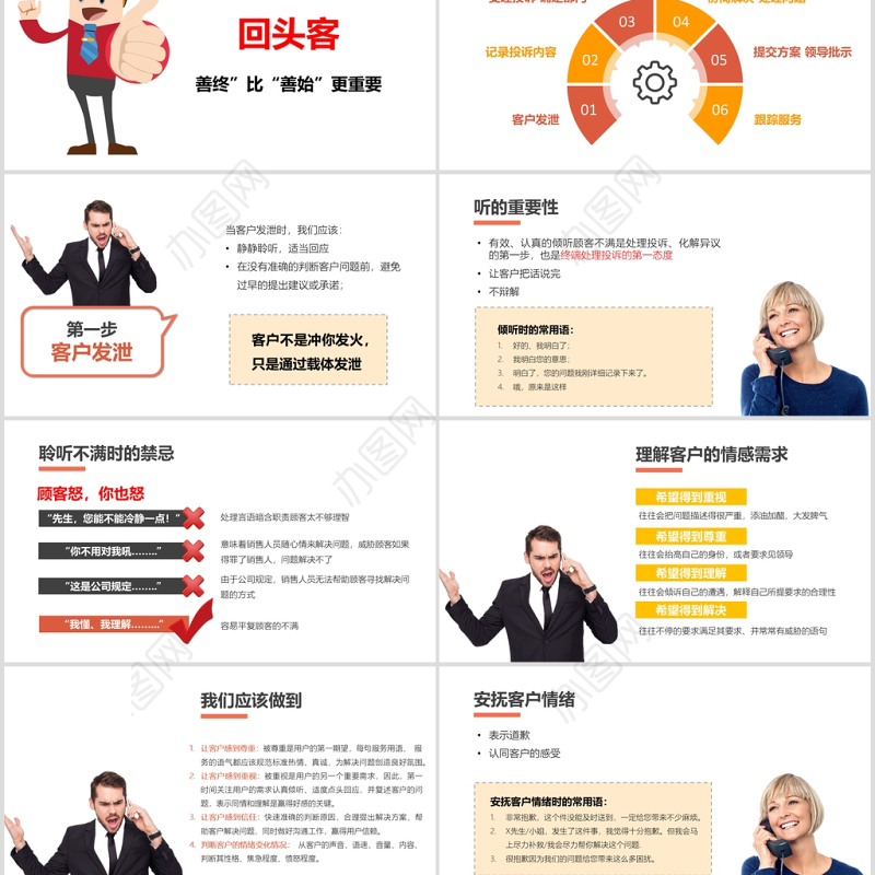 简约清新有效处理客户投诉PPT