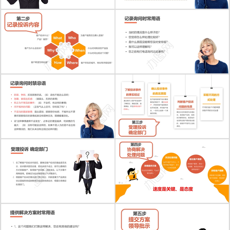 简约清新有效处理客户投诉PPT