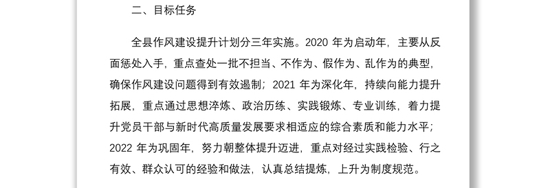 2021作风建设三年提升工作计划及重点任务清单