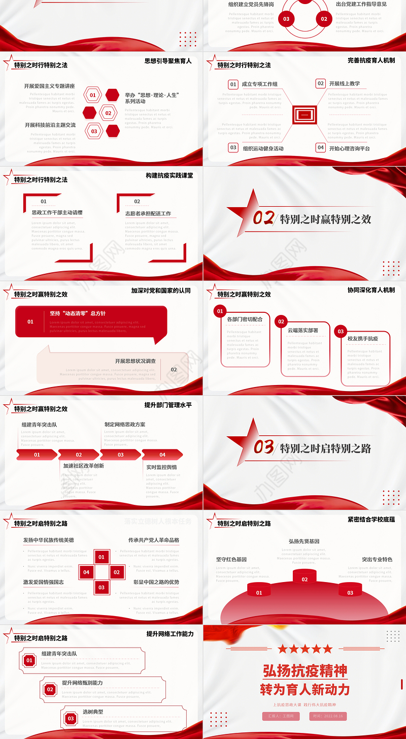 弘扬抗疫精神转为育人新动力PPT党政风上抗疫思政大课践行伟大抗疫精神课件模板
