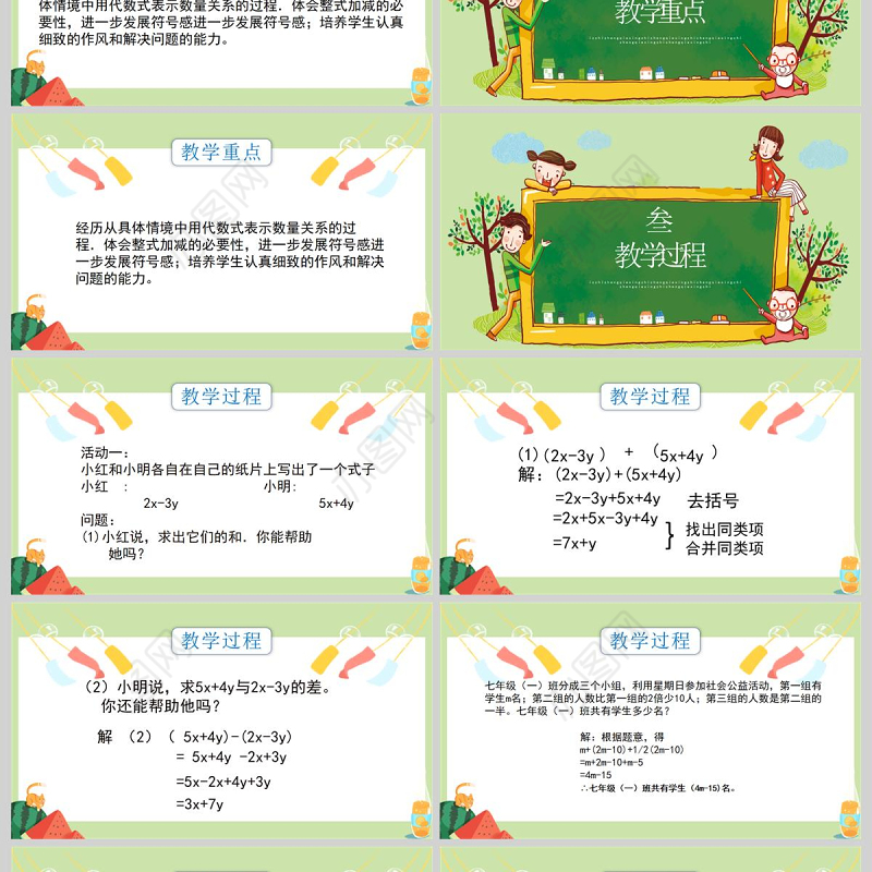  七年级数学整式的加减课件PPT模板