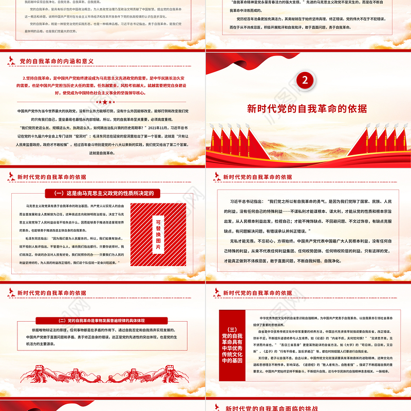 2022纵深推进新时代党的自我革命PPT大气党建风党员干部学习教育专题党课党建课件