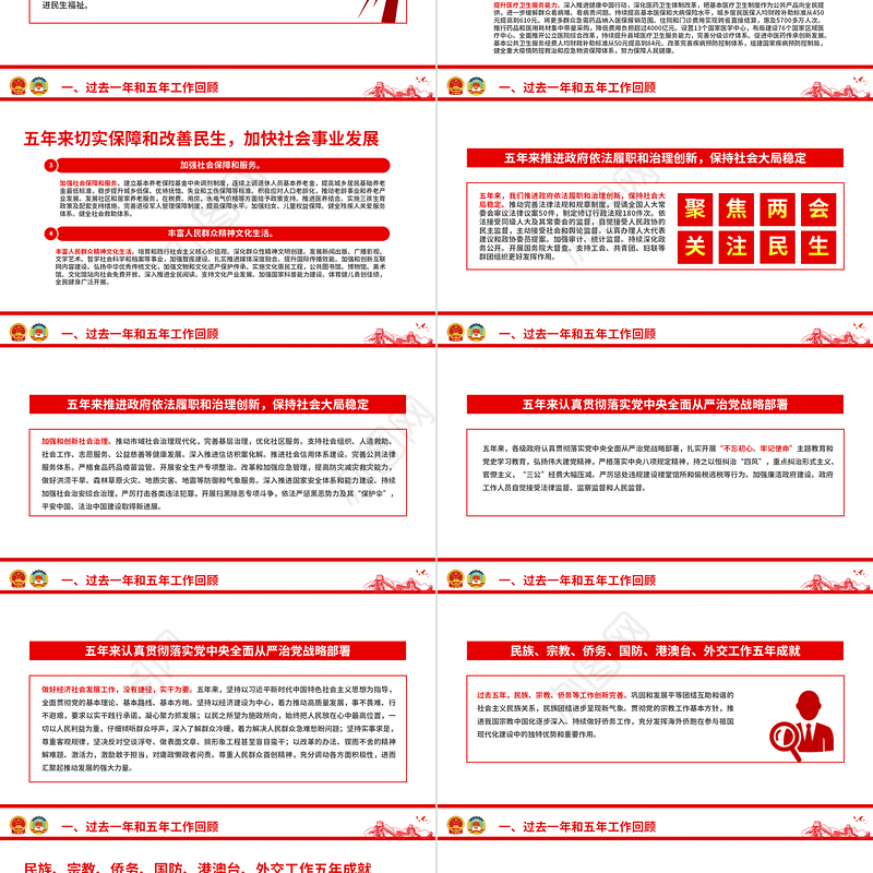 2023两会政府工作报告PPT精美大气铆足干劲开新局团结奋斗再出发党课课件