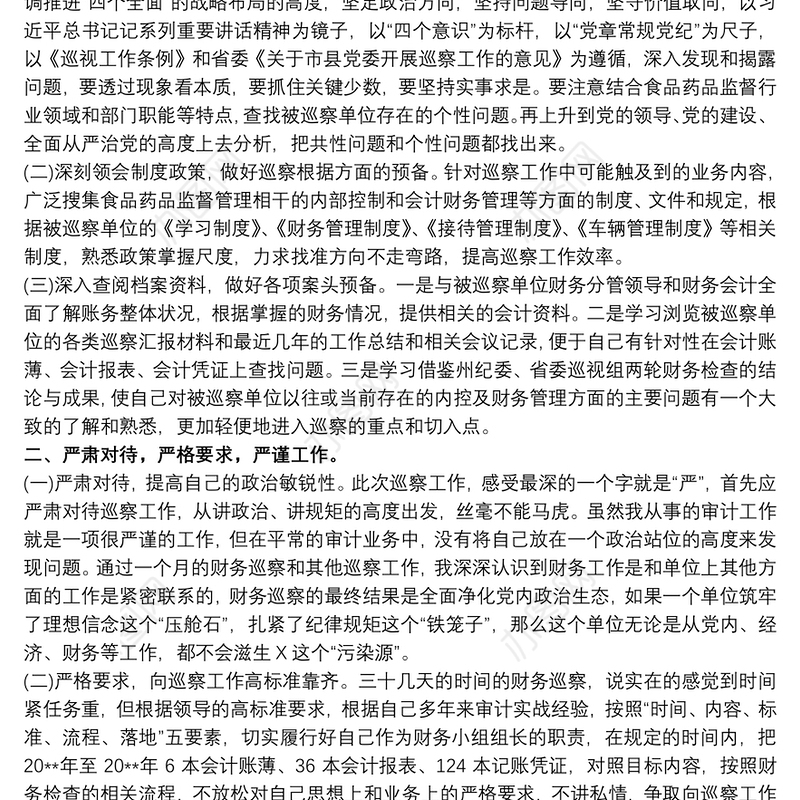 2021巡视巡察工作个人总结文章