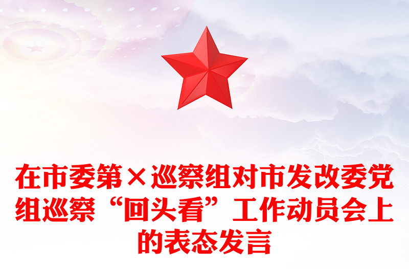 在市委第×巡察组对市发改委党组巡察“回头看”工作动员会上的表态发言