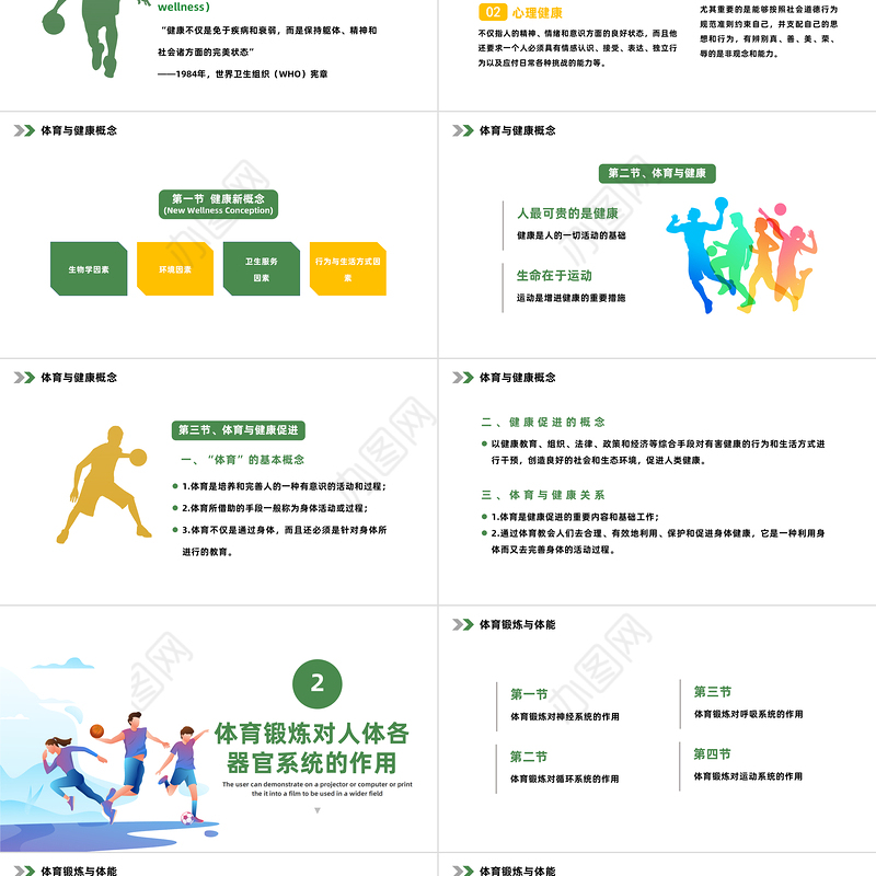 2023体育与健康PPT简约风体育与健康概念体育与体能专题培训课件模板下载