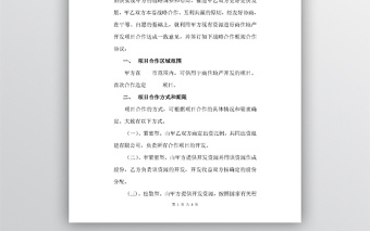 项目战略合作框架协议