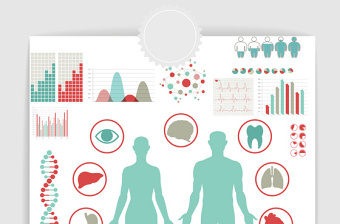 矢量人体医疗PPT统计图表图案