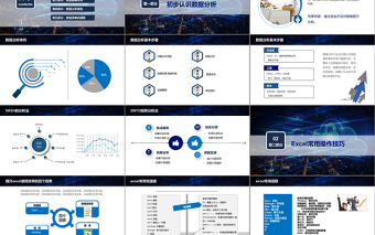 蓝色科技风数据分析师培训财务分析报告数据图表培训PPT模板