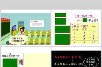  人教版三年级数学课件下册长方形正方形的面积计算PPT模板