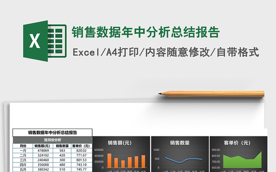 销售数据年中分析总结报告excel模板