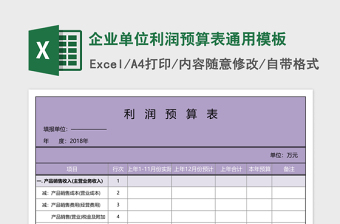 企业单位利润预算表通用模板