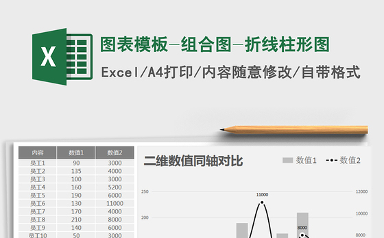 2021年图表模板-组合图-折线柱形图