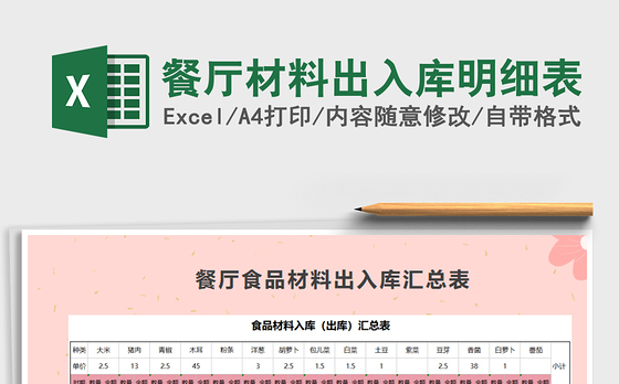 2021年餐厅材料出入库明细表