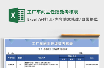 2021年工厂车间主任绩效考核表免费下载