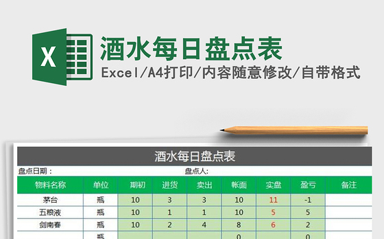 2021年酒水每日盘点表