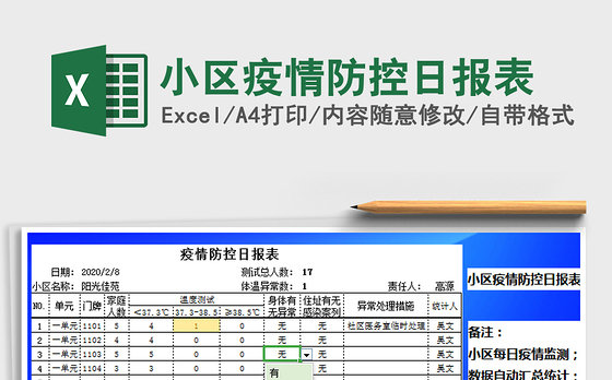 2021年小区疫情防控日报表