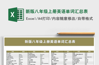 2021年新版八年级上册英语单词汇总表