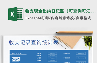 2021年收支现金出纳日记账（可查询可汇总）