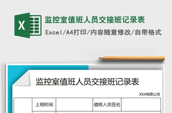2021年监控室值班人员交接班记录表