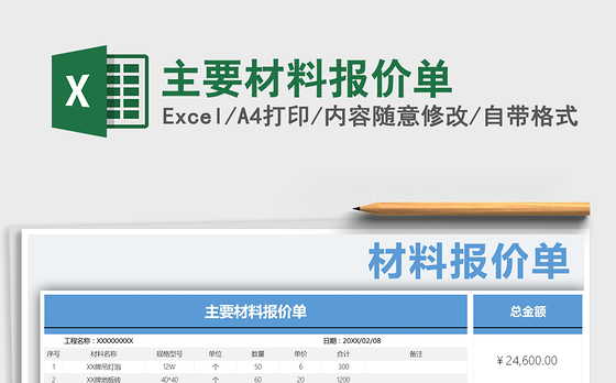 2021年主要材料报价单