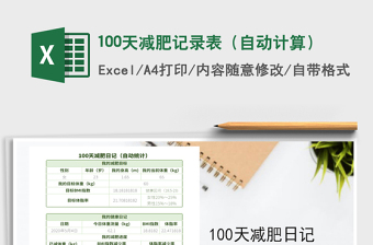 2021年100天减肥记录表（自动计算）