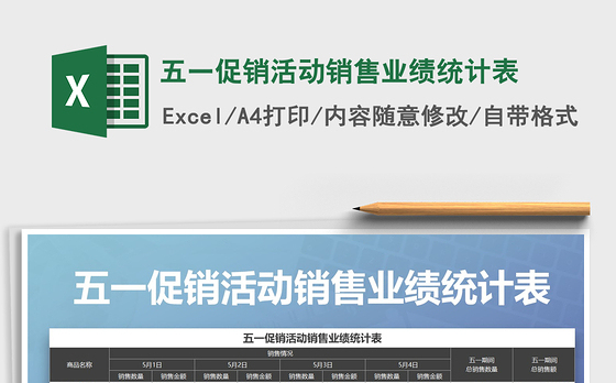2021年五一促销活动销售业绩统计表