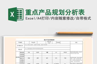 2021年重点产品规划分析表免费下载