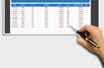 2021年账户日记账明细表-余额自动更新免费下载